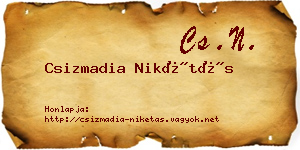Csizmadia Nikétás névjegykártya
